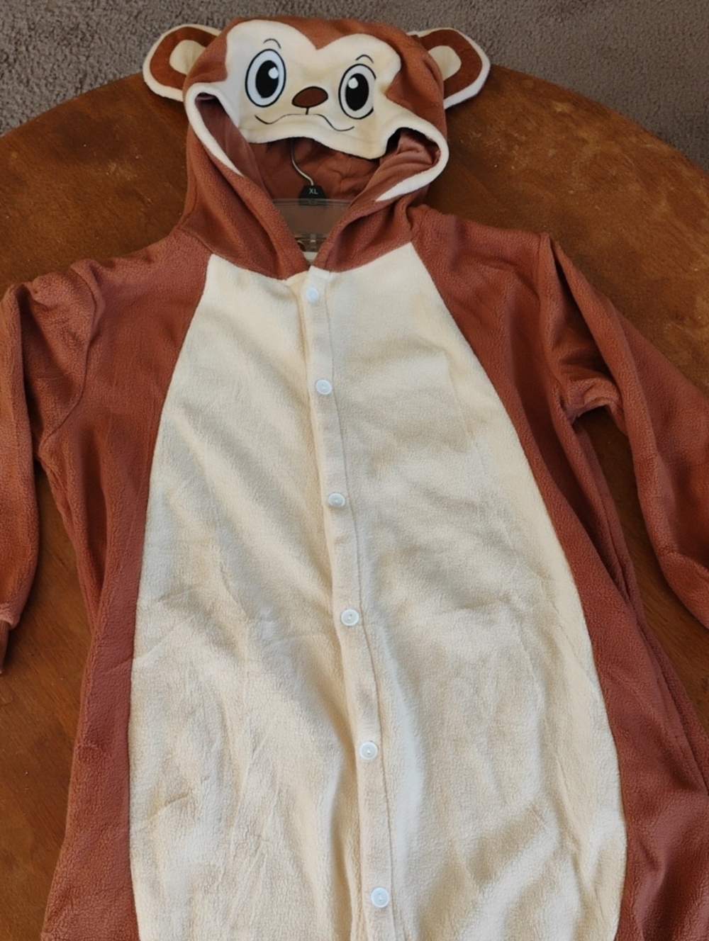 Kids Brown & Cream Monkey Hooded Jumpsuit Spooktacular Sz Large Halloween